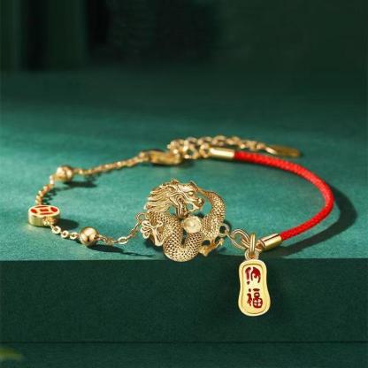 Chinese Style Explosive Red Rope Chinese Knot Handmade Woven Bracelet Female Dragon Year Benmingnian Lucky Hand Rope Gift——Handmade From The Millennium Temple-WiAuGem
