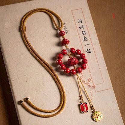 Lotus Ping An Car Hanging Cinnabar Red Sand Imperial Sand High-end Car Ping An Car Hanging Benmingnian Car Hanging New for Men and Women-WiAuGem