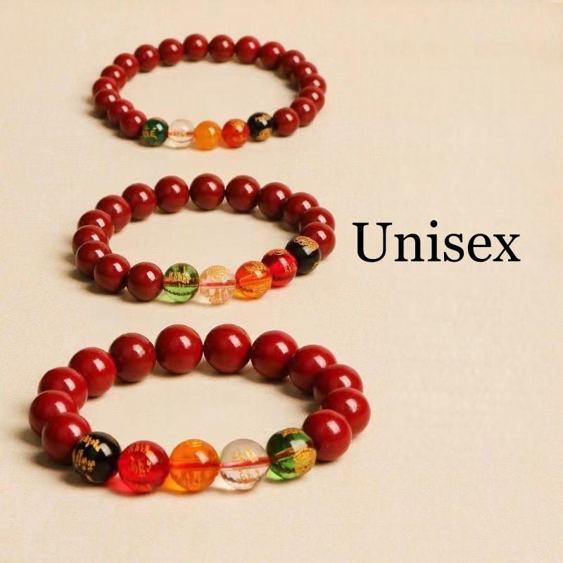 Handcrafted in a Thousand-Year-Old Temple【a Spiritual Talisman for Attracting Wealth】Five Fortunes • Vermilion Wealth Bracele-WiAuGem