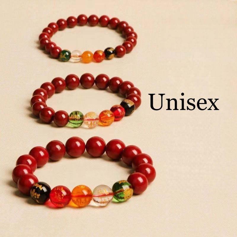 Handcrafted in a Thousand-Year-Old Temple【a Spiritual Talisman for Attracting Wealth】Five Fortunes • Vermilion Wealth Bracele-WiAuGem