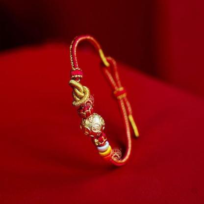 New Chinese Style Fortune Five Emperors Money High-Level Sense Old Brave Bracelet Domineering Gluttonous Transfer Beads Retro National Style Bracelet——Handmade from a Millennium Old Templer-WiAuGem