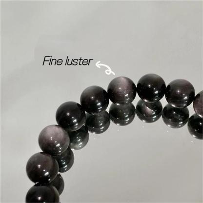 Pure natural silver obsidian bracelet for men and women to bring good luck and wealth Black obsidian bracelet-WiAuGem