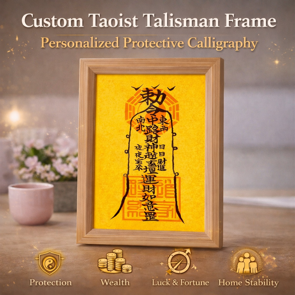 Custom Taoist Talisman Frame Personalized Protection & Energy Alignment Artwork
