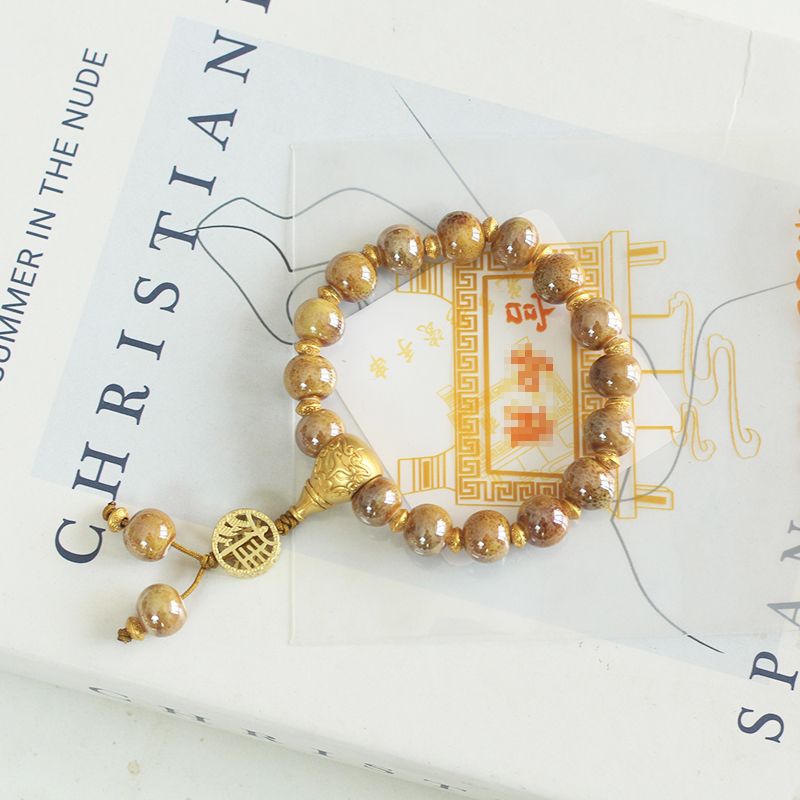 Beijing Scenic Temple with the Same Style Enamel Color All-Match Men and Women Couple Bracelet Handmade from the Thousand-Year-Old Temple-WiAuGem