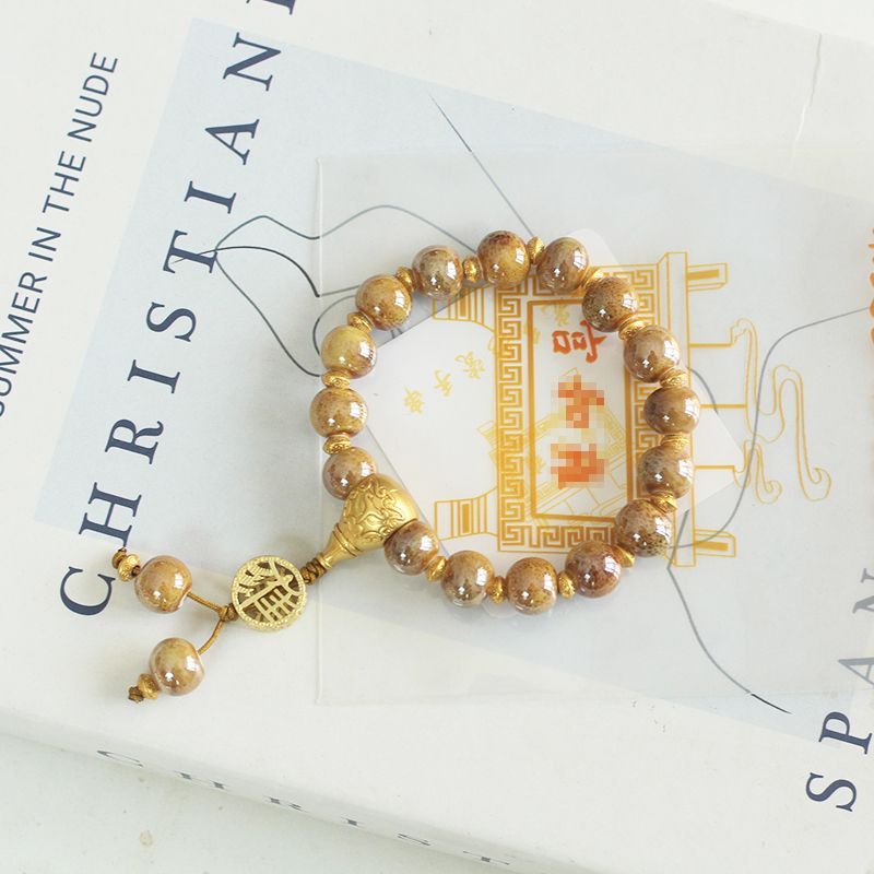 Beijing Scenic Temple with the Same Style Enamel Color All-Match Men and Women Couple Bracelet Handmade from the Thousand-Year-Old Temple-WiAuGem