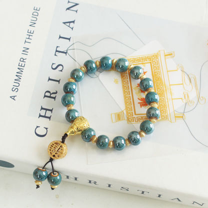 Beijing Scenic Temple with the Same Style Enamel Color All-Match Men and Women Couple Bracelet Handmade from the Thousand-Year-Old Temple-WiAuGem