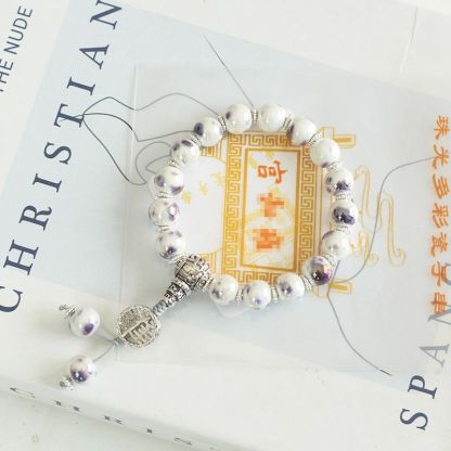 Beijing Scenic Temple with the Same Style Enamel Color All-Match Men and Women Couple Bracelet Handmade from the Thousand-Year-Old Temple-WiAuGem