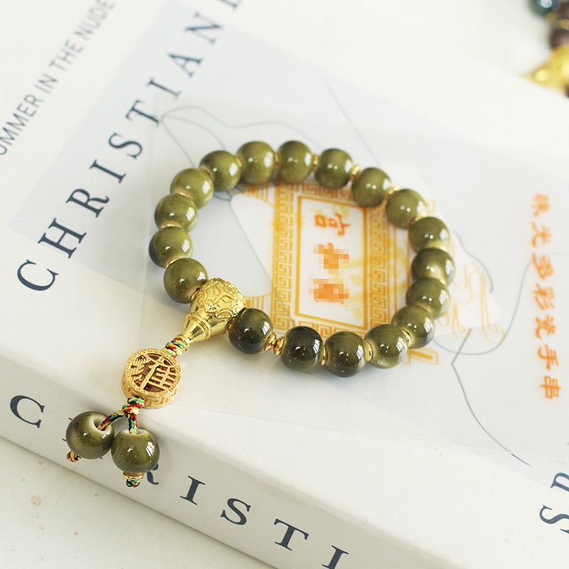 Beijing Scenic Temple with the Same Style Enamel Color All-Match Men and Women Couple Bracelet Handmade from the Thousand-Year-Old Temple-WiAuGem