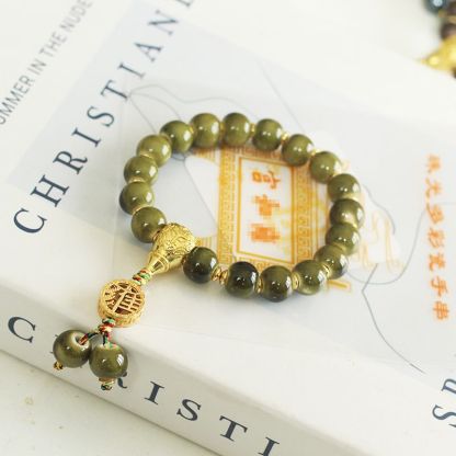 Beijing Scenic Temple with the Same Style Enamel Color All-Match Men and Women Couple Bracelet Handmade from the Thousand-Year-Old Temple-WiAuGem