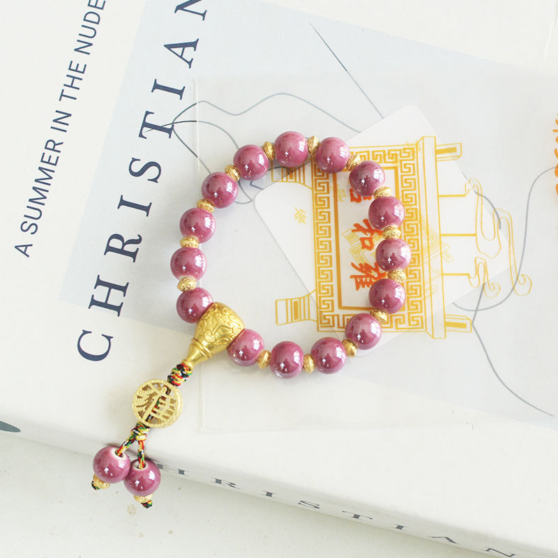 Beijing Scenic Temple with the Same Style Enamel Color All-Match Men and Women Couple Bracelet Handmade from the Thousand-Year-Old Temple-WiAuGem