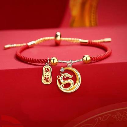 Chinese Style Explosive Red Rope Chinese Knot Handmade Woven Bracelet Female Dragon Year Benmingnian Lucky Hand Rope Gift——Handmade From The Millennium Temple-WiAuGem