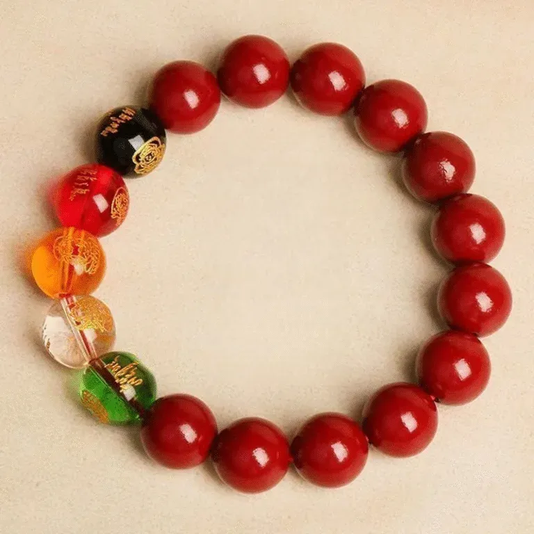 Handcrafted in a Thousand-Year-Old Temple【a Spiritual Talisman for Attracting Wealth】Five Fortunes • Vermilion Wealth Bracele-WiAuGem