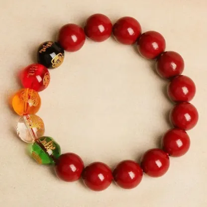 Handcrafted in a Thousand-Year-Old Temple【a Spiritual Talisman for Attracting Wealth】Five Fortunes • Vermilion Wealth Bracele-WiAuGem