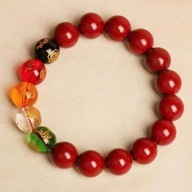 Handcrafted in a Thousand-Year-Old Temple【a Spiritual Talisman for Attracting Wealth】Five Fortunes • Vermilion Wealth Bracele-WiAuGem