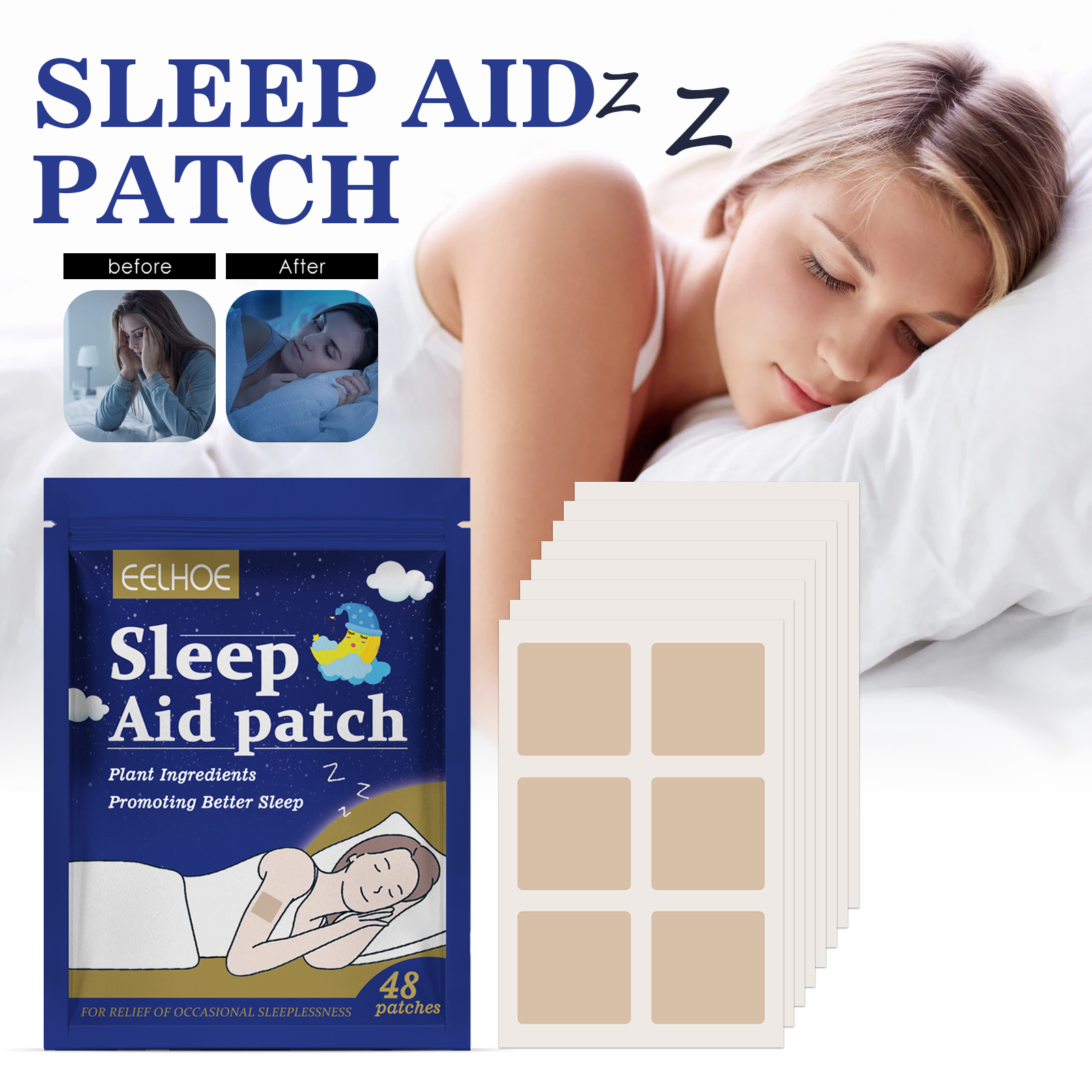 EELHOE Sleep Patches: Soothes the body, enhances sleep comfort, and promotes restful sleep.