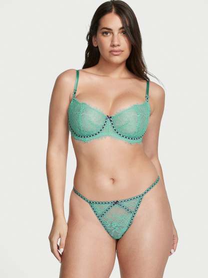 Wicked Unlined Ribbon Slot Lace Balconette Bra