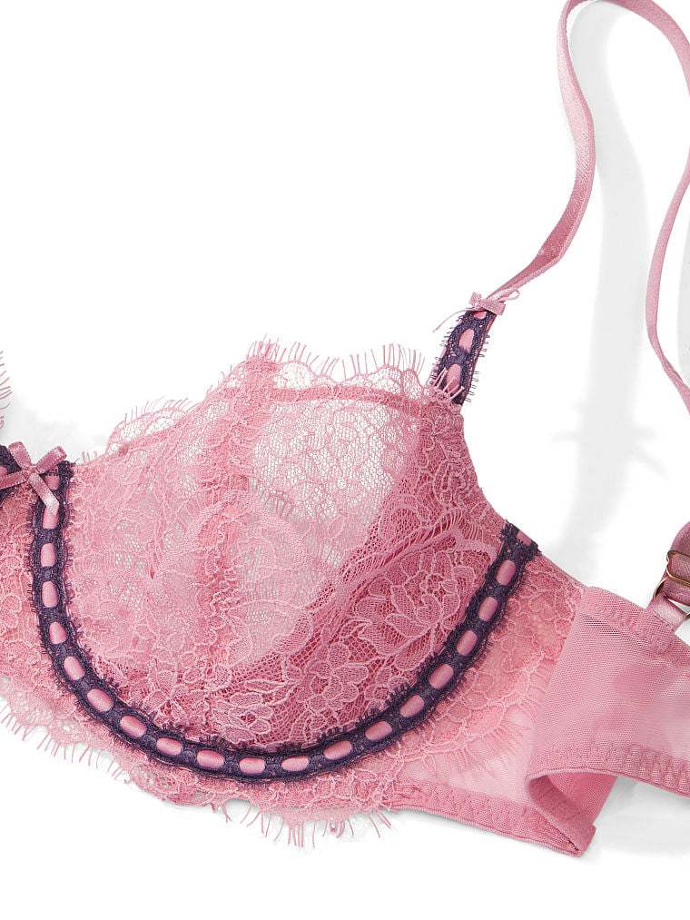 Wicked Unlined Ribbon Slot Lace Balconette Bra