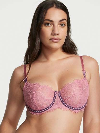 Wicked Unlined Ribbon Slot Lace Balconette Bra