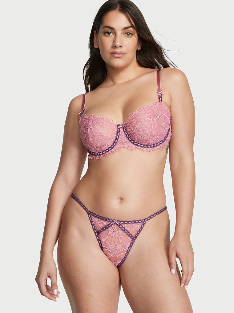 Wicked Unlined Ribbon Slot Lace Balconette Bra