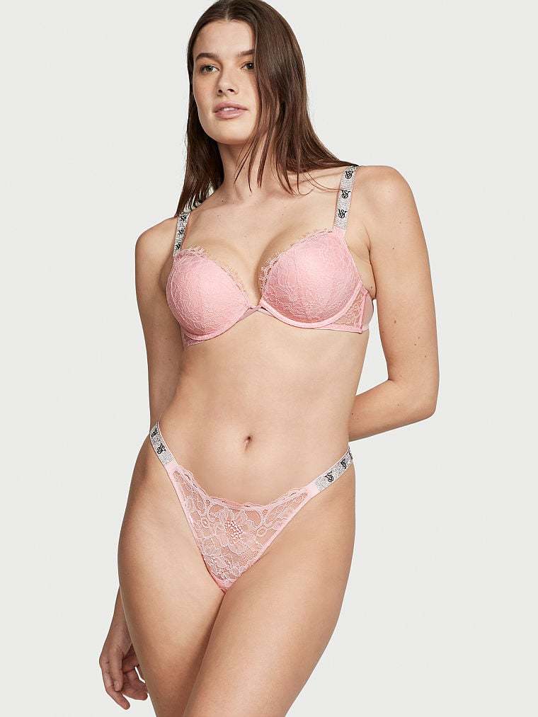 Shine Chain Strap Lace Brazilian Panty