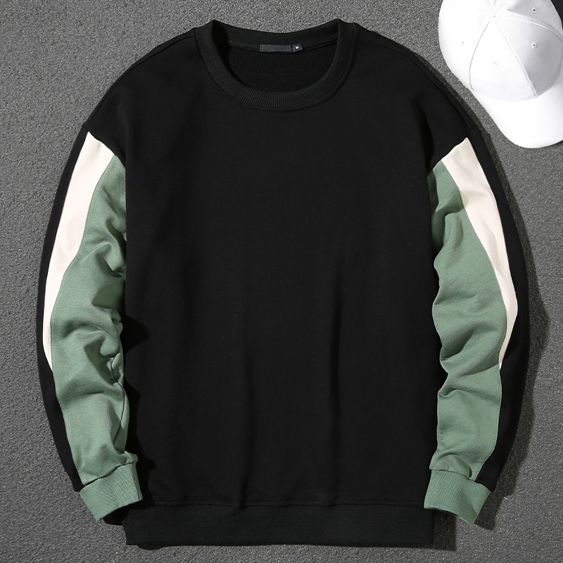 Round neck pullover color block sweatshirt