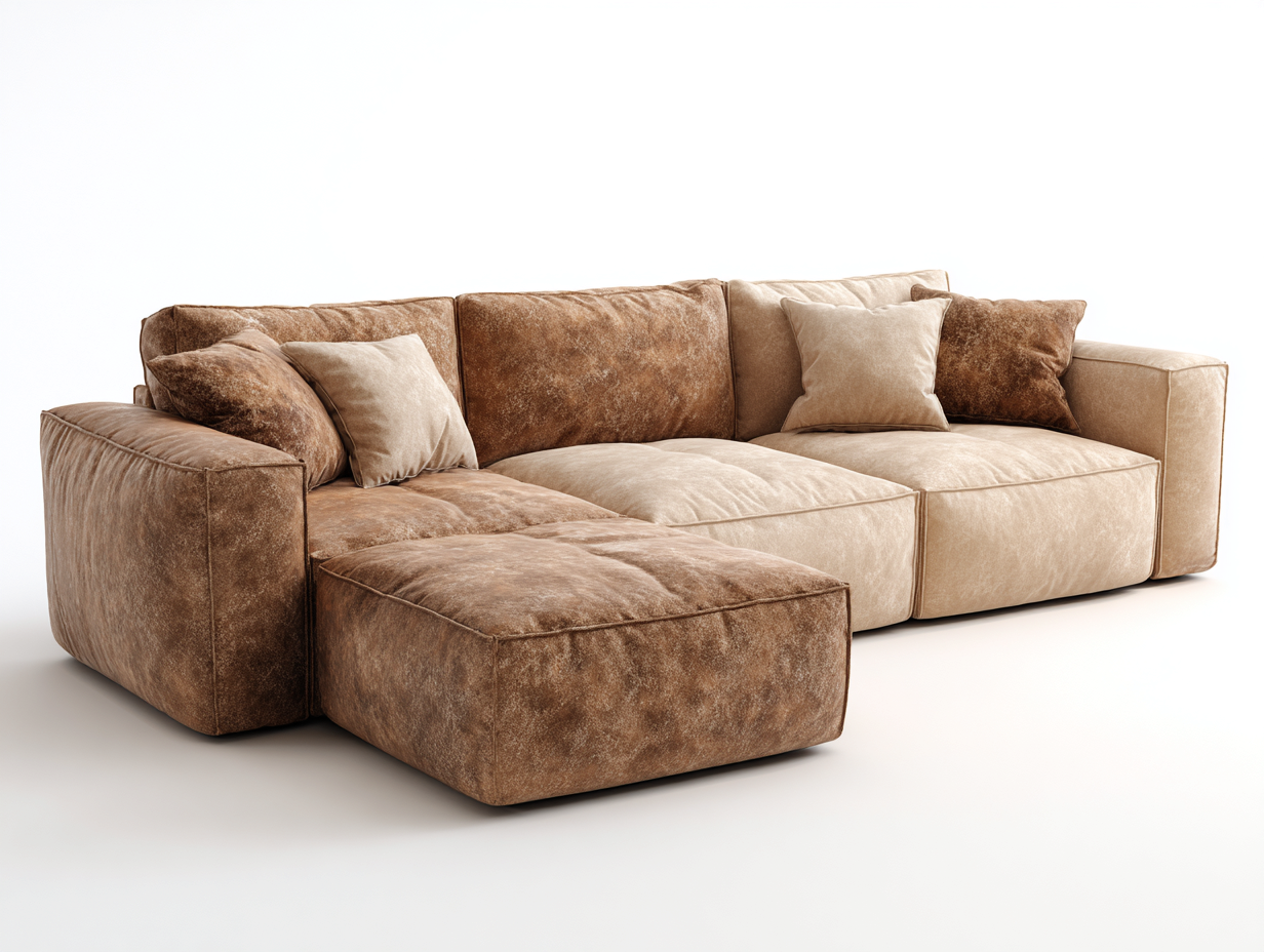 Canapé d'angle tissu 270x175x92 cm - brun/beige - design moderne-Snugno