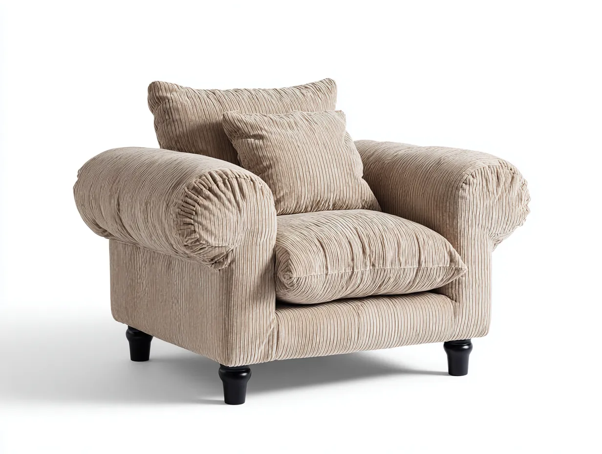 Fauteuil tissu côtelé 100x95x90 cm - beige - design contemporain-Snugno