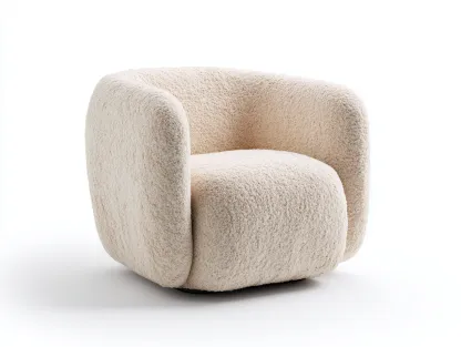 Fauteuil en tissu bouclé - 85x85x75 cm - beige crème - design moderne-Snugno