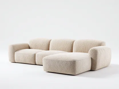 Canapé d'angle en tissu bouclé 290x170x82 cm - beige - design moderne-Snugno