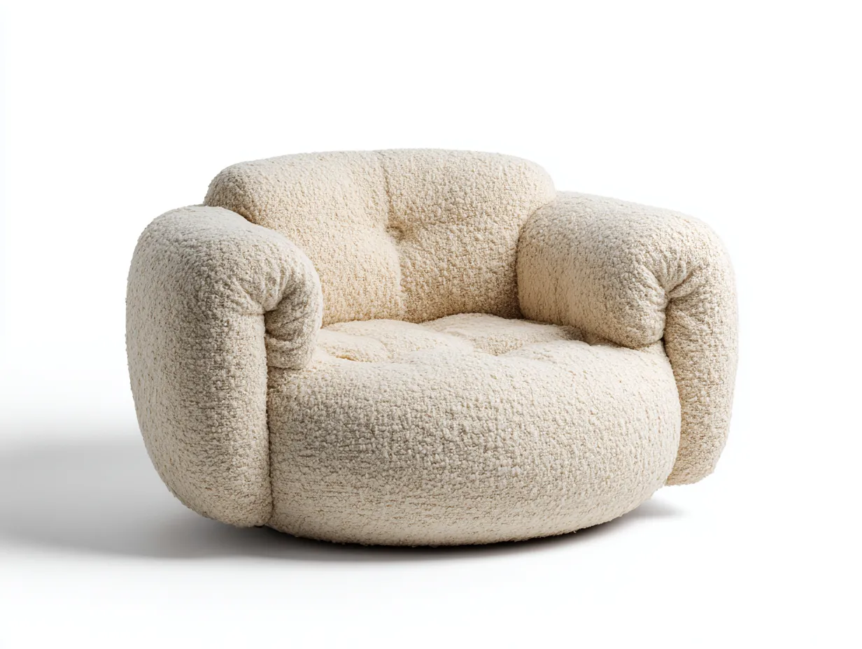 Fauteuil tissu bouclé 115x110x85 cm - crème - design moderne-Snugno