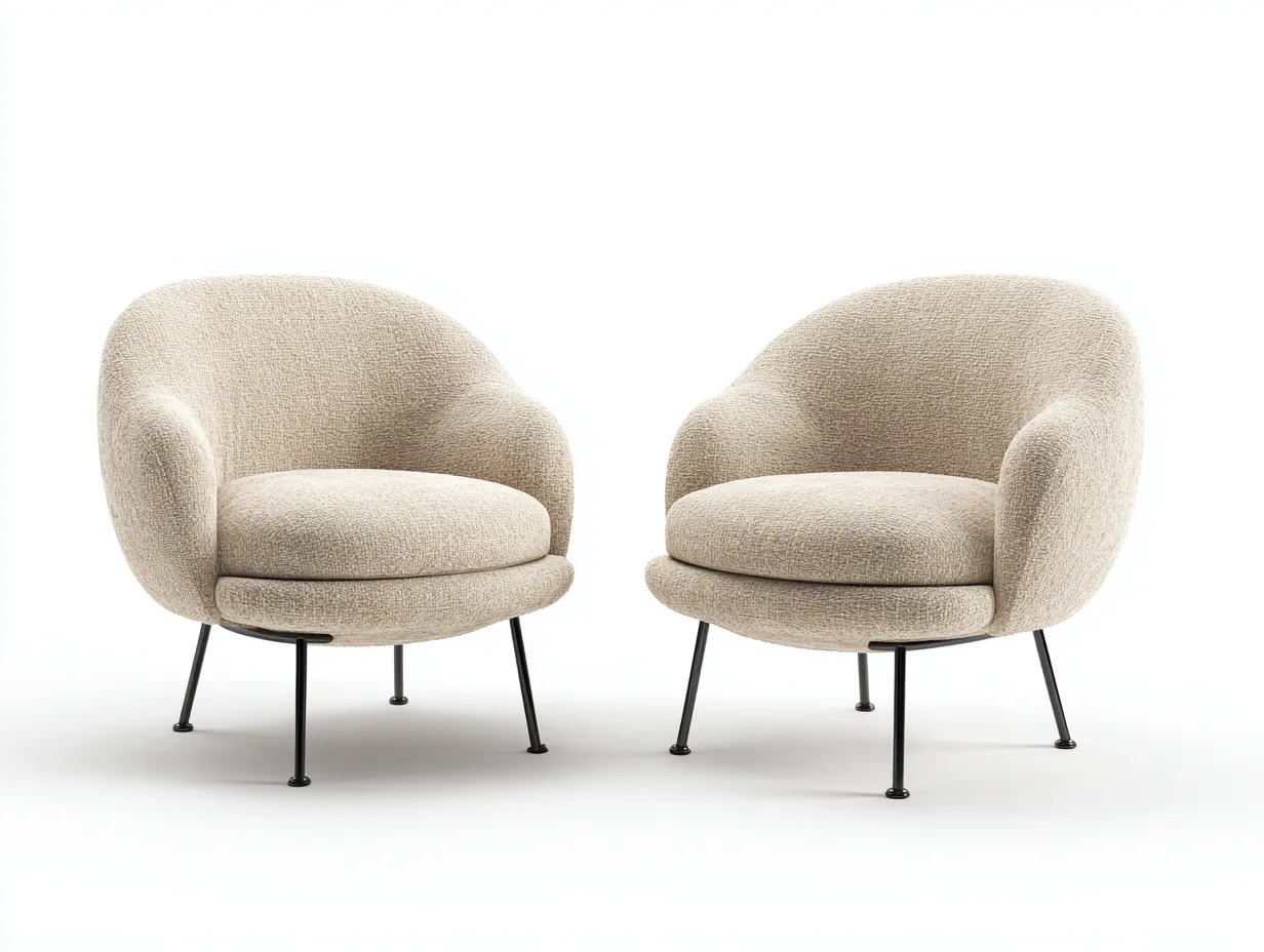 Fauteuil en tissu bouclé - 80x78x75 cm - beige crème - design moderne-Snugno