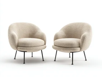 Fauteuil en tissu bouclé - 80x78x75 cm - beige crème - design moderne-Snugno