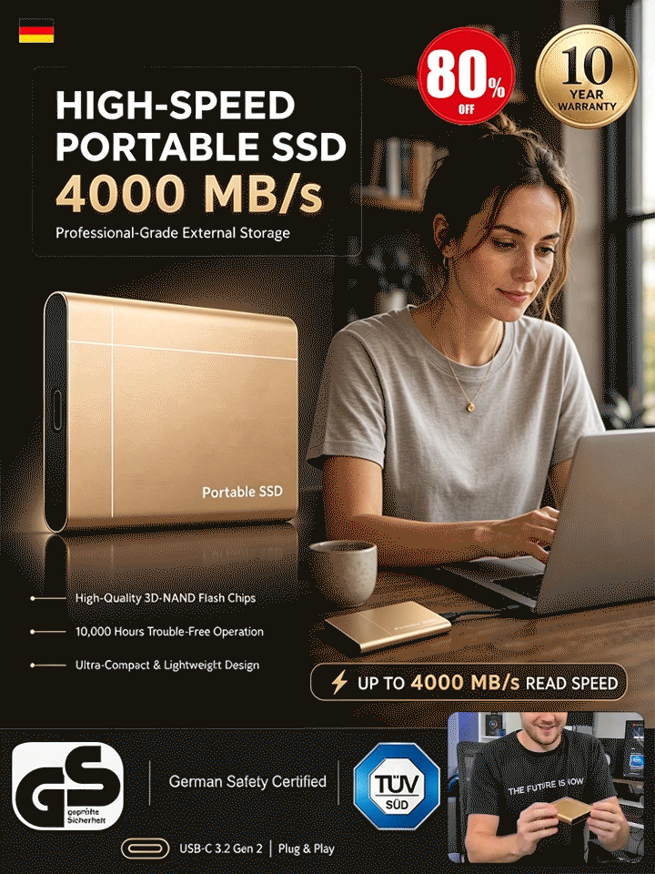 High-Speed Portable SSD for Phone & Computer
