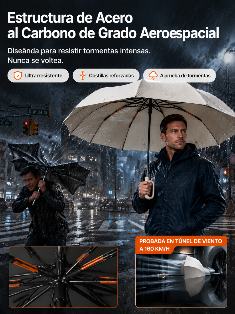 Paraguas Invertido Automático | Antiviento, Protección UV y Mango Manos Libres