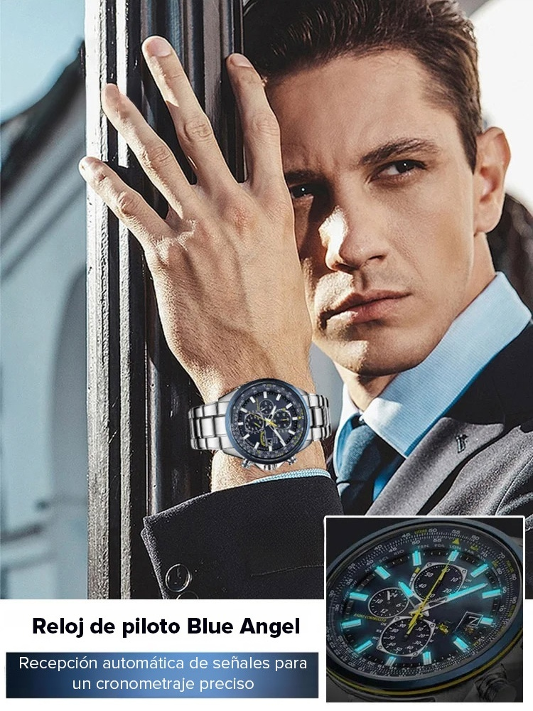 Reloj de Aviador Militar Solar para Hombre – Cristal de Zafiro y Sumergible 20 Bar