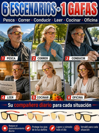 Gafas Inteligentes de Zoom Automático | Ultraligeras, Anti Luz Azul, Uso Día y Noche