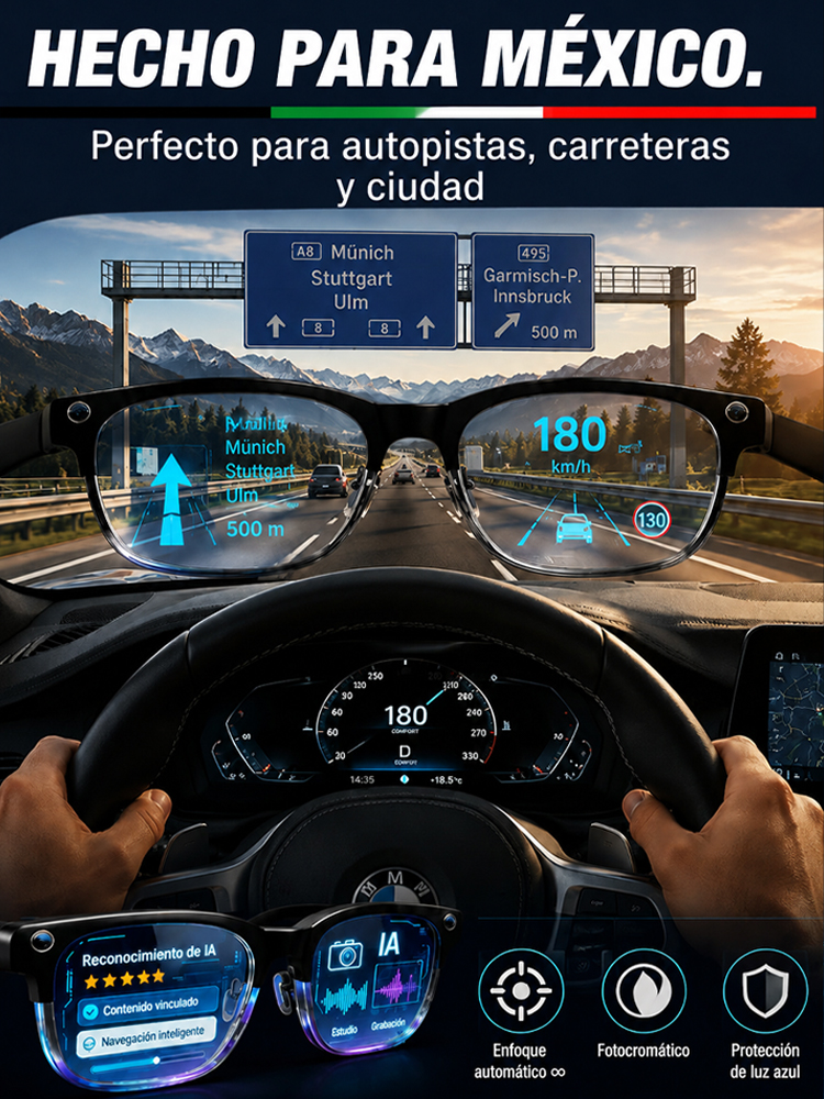Gafas Inteligentes 4 en 1 | Enfoque Automático y Traductor IA en Tiempo Real