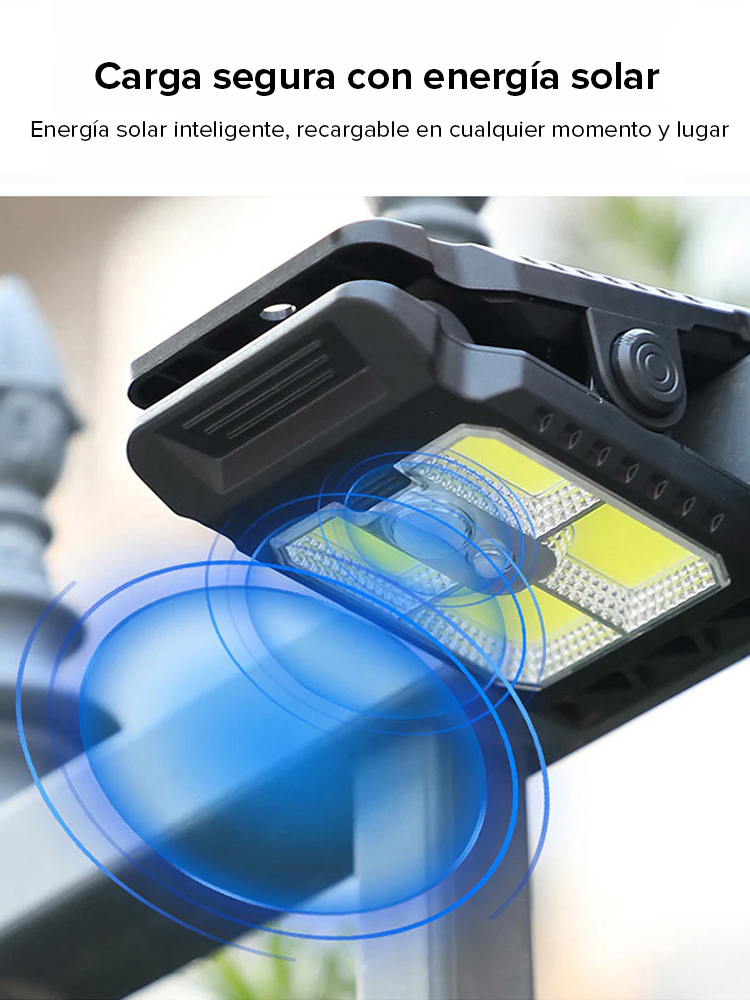 Luz solar inteligente con clip y sensor de movimiento