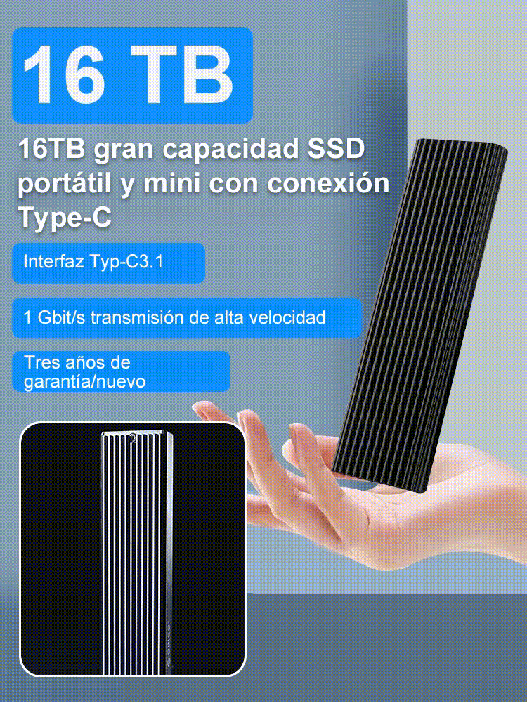gran capacidad SSD portátil y mini con conexión Type-C