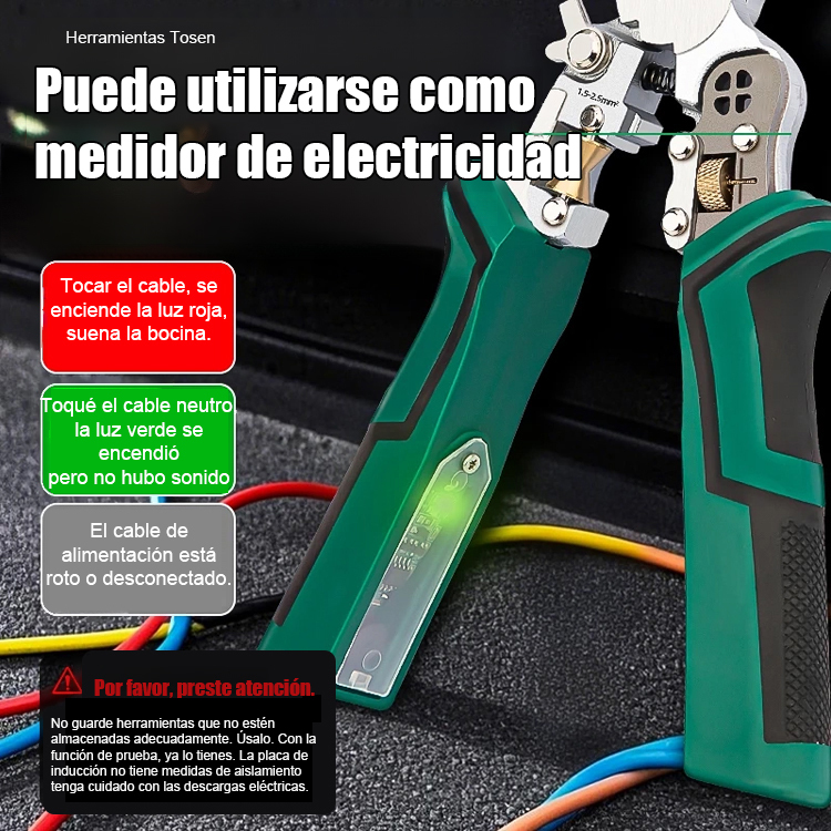 【Diez en uno】Alicates de punta multifuncionales para medir electricidad y pelar cables