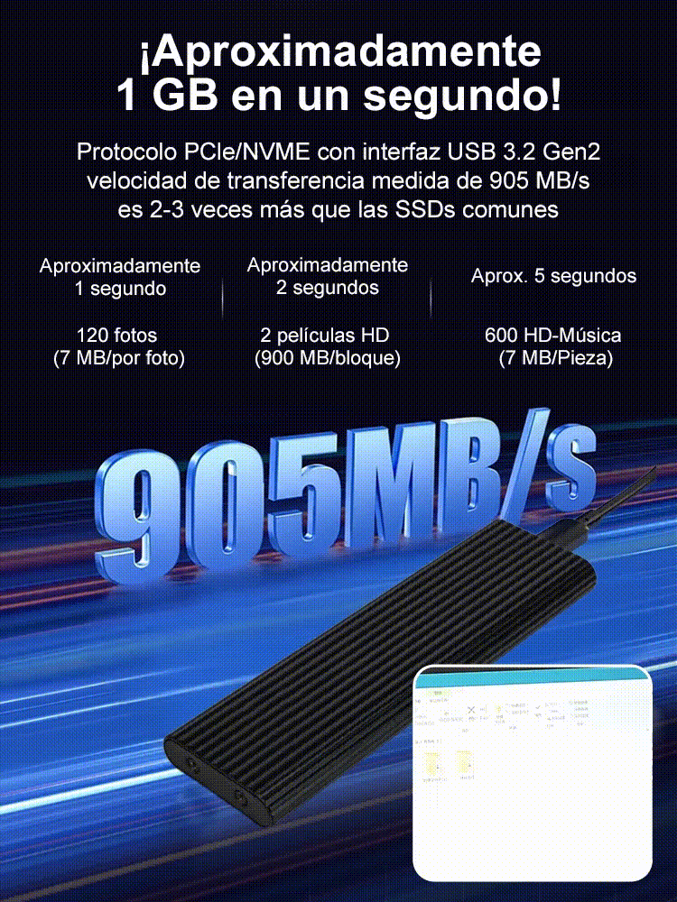 gran capacidad SSD portátil y mini con conexión Type-C