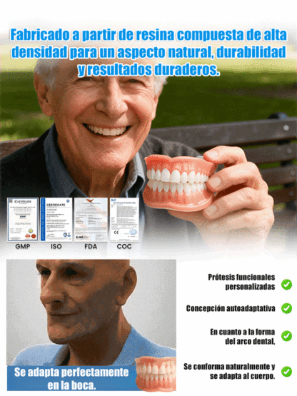 Prótesis dentales completas y cómodas, con un ajuste natural