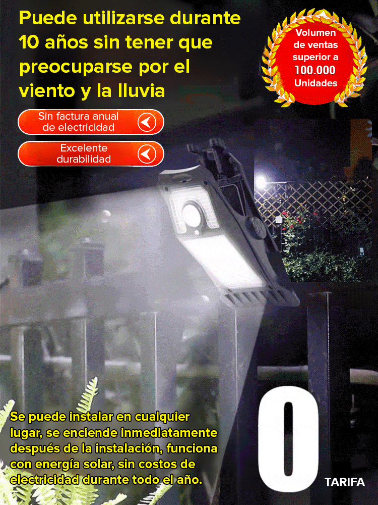 Luz solar inteligente con clip y sensor de movimiento