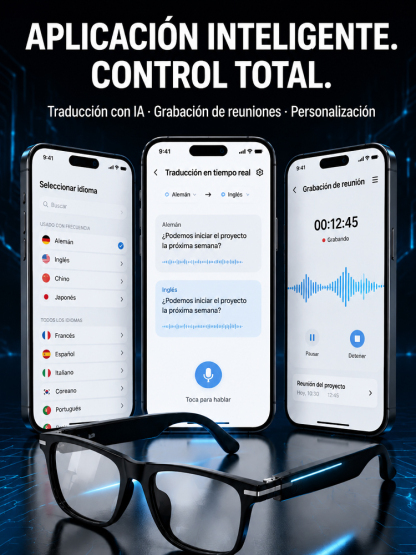 Gafas Inteligentes 4 en 1 | Enfoque Automático y Traductor IA en Tiempo Real
