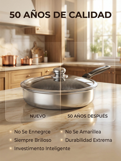 【Uso Exclusivo en Restaurantes 3 Estrellas Michelin】Sartén Antiadherente Sin Recubrimiento