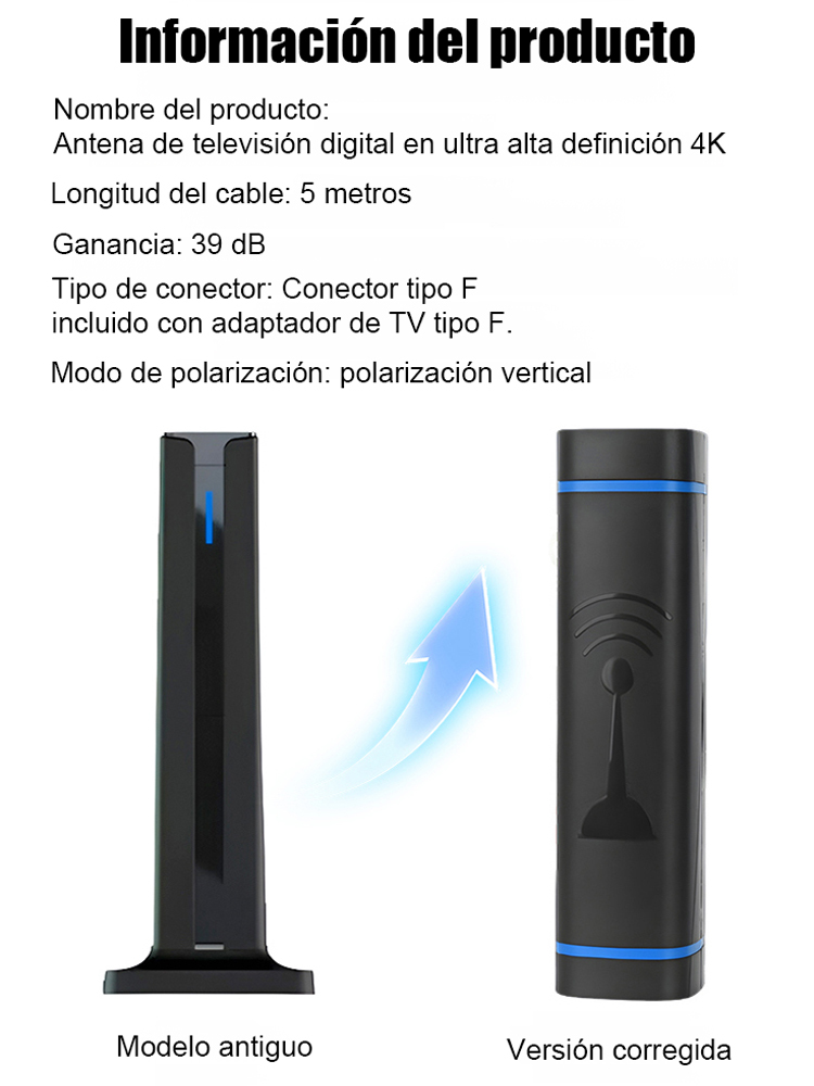 Antena de televisión digital en ultra alta definición 4K