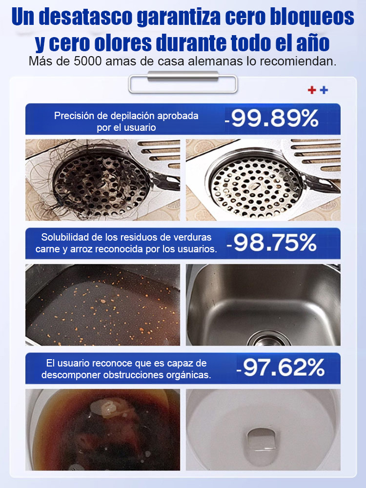 Agente desatascador de tuberías potente