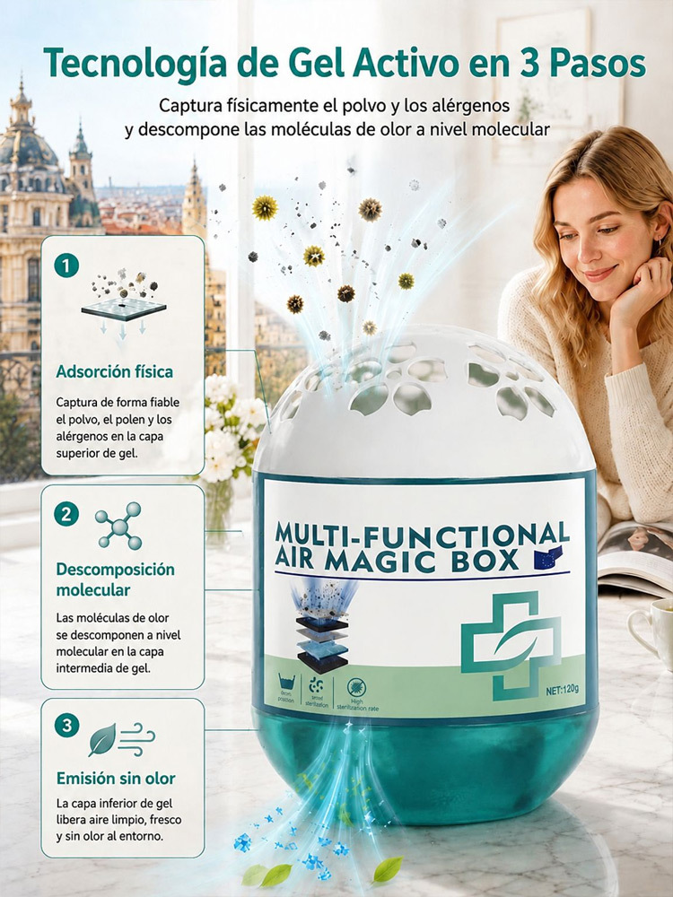 👍Purificador Mágico de Aire en Gel (Pack Ahorro) - Neutralizador Activo Anti-Polvo, Moho y Mascotas Sin Electricidad