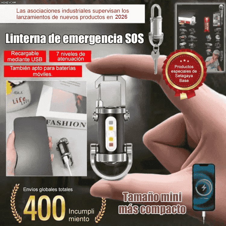 【Tres en uno multifuncional】Linterna de emergencia SOS