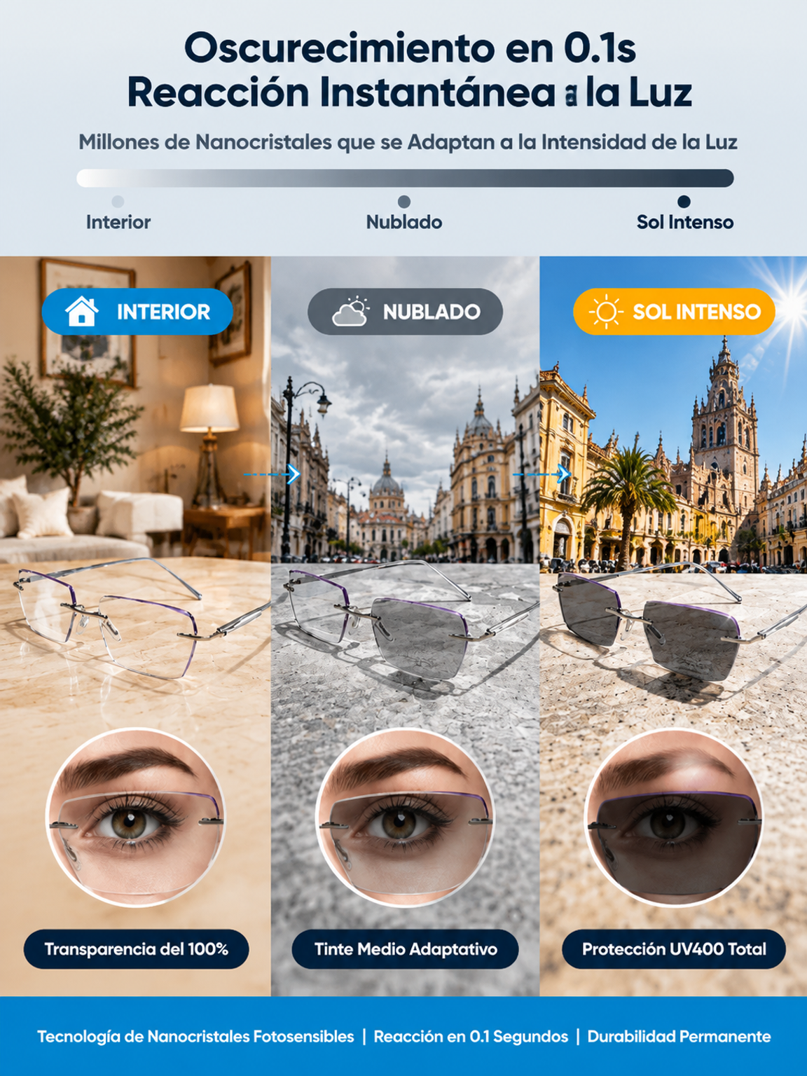 🔥👍Gafas Progresivas Fotocromáticas 3 en 1 Ultraligeras 22g– Enfoque Automático Cerca y Lejos De Lectura a Gafas de Sol al Instante